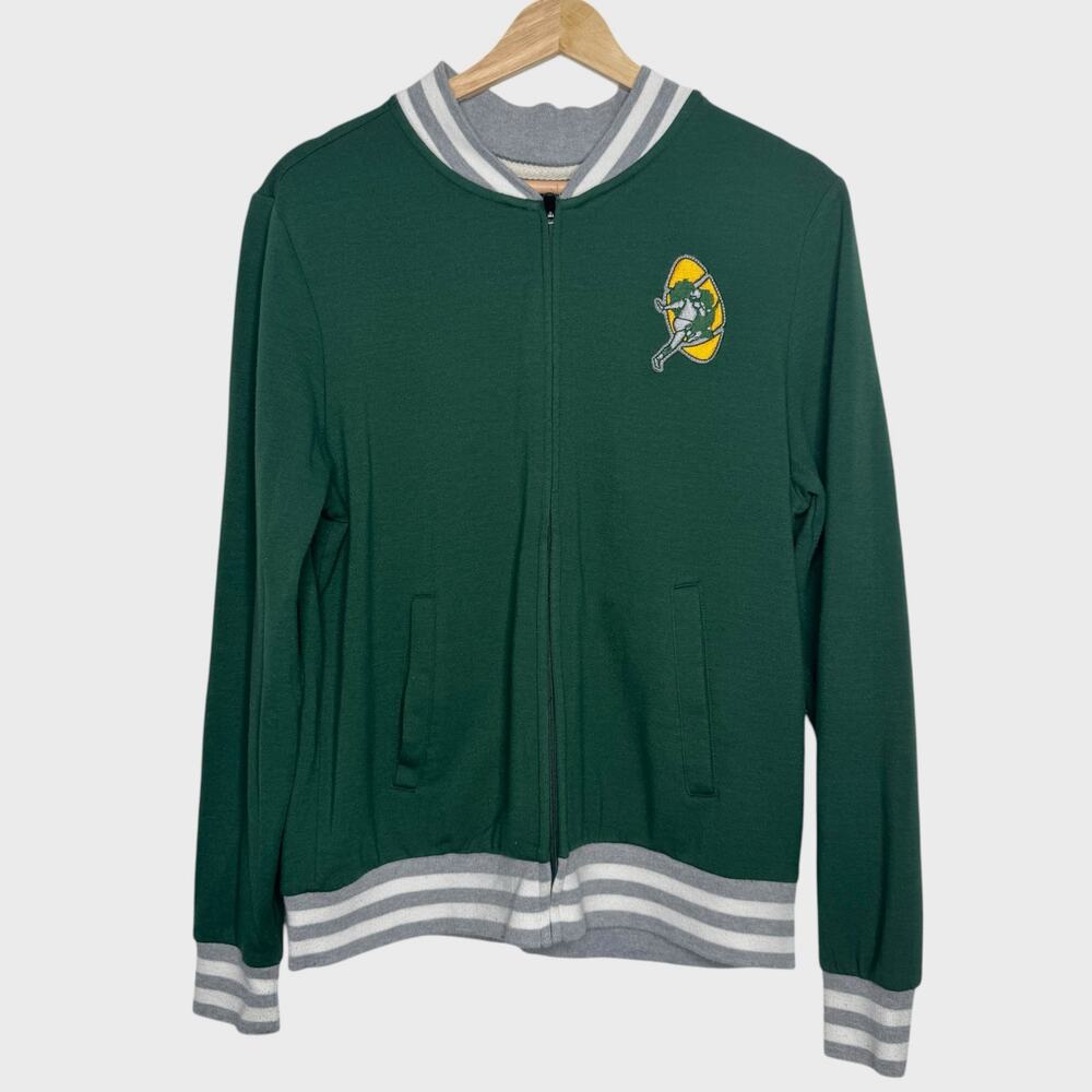 Fanatics Packers M Green Bomber Jacket | Vintage Inspired Sporty Lambeau Style